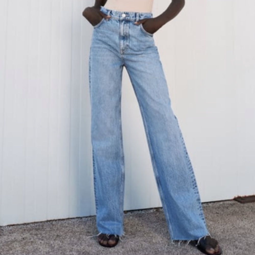 Zara Hi Rise Wide Leg Jeans